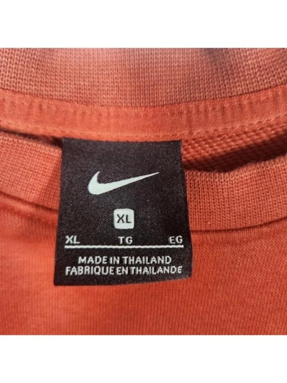 Nike Womens XL Burnt‎ Orange Crewneck Sweatshirt Leopard Print Swoosh Logo